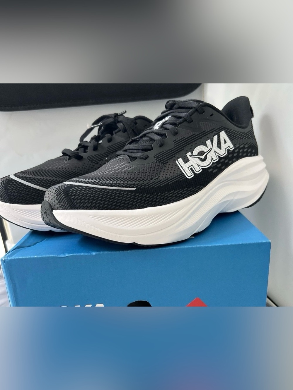 Hoka ONE ONE Skyflow Black Athletic Running Sneakers Size 14 2E EE 1155111 BWHT
